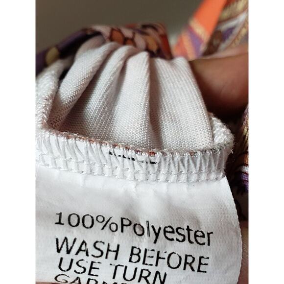 Women's Multicolor 100% Polyester Casual V-Neck Sleeveless Knee Length Dress L - Picture 10 of 14